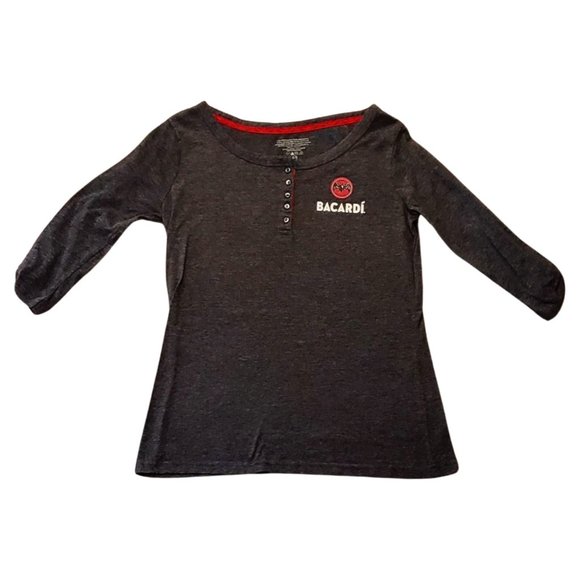 Bacardí Rum Logo 3/4 Sleeve Henley Top Women’s M - Picture 4 of 11